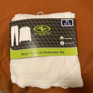 NEW 2Pc 4-5 Boys Thermal Underwear Set White Waffle Knit